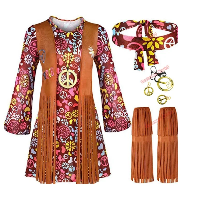 Women'S Accessories In The 70S - ชุดแสดงบนเวทีสไตล์อินเดียประดับพู่ห้อยสำหรับงานปาร์ตี้สตรี ปี 2026 แนวสันติภาพและรัก ยุค 60s