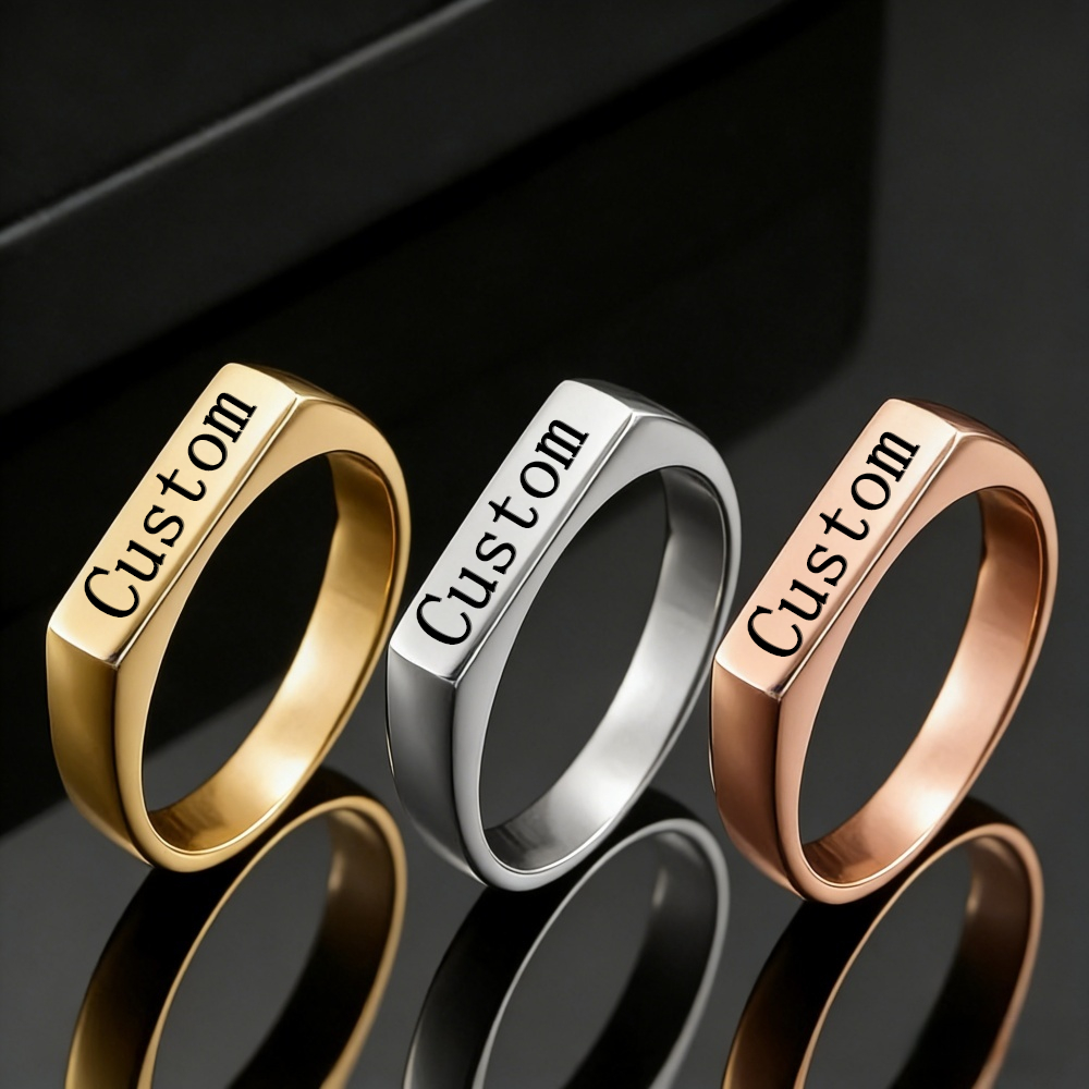 Women Accessories Logo - แหวนสลักชื่อ รูปภาพ สแตนเลสสตีล แหวนคู่รัก ครอบครัว งานหมั้น