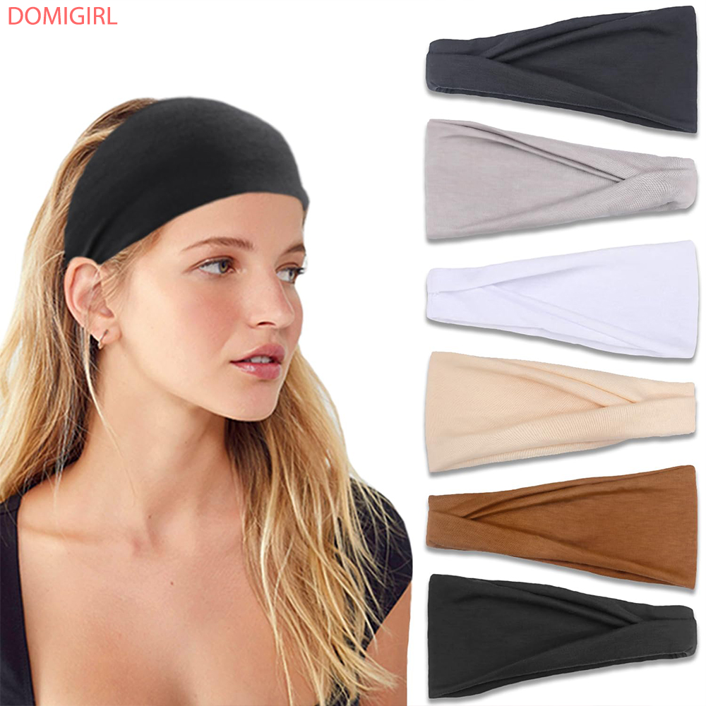 Women'S Exercise Accessories - ใหม่สีทึบผมวงยืดหยุ่นโยคะการออกกําลังกายแถบคาดศีรษะดูดซับเหงื่อผ้าฝ้ายผม Hoop สําหรับผู้หญิงผู้ชายกีฬาอุปกรณ์เสริมผม