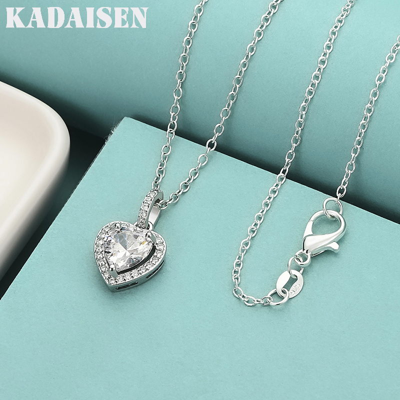 Charm Necklace Dainty - สร้อยคอจี้รูปหัวใจประดับเพชร CZ เม็ดใหญ่ ดีไซน์เรียบหรู ทำจากเงินแท้ 925