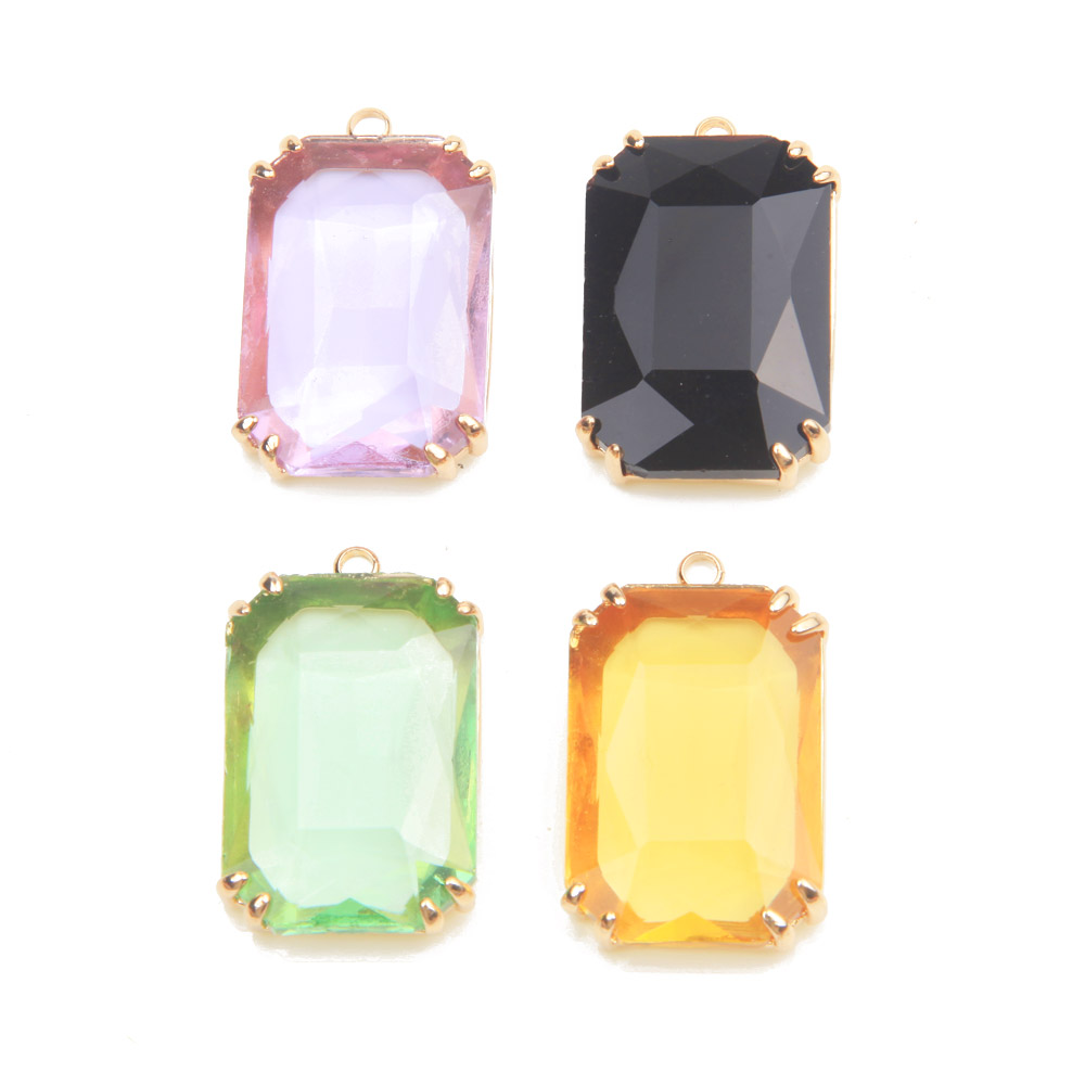 4ชิ้นแก้วทรงสี่เหลี่ยมสวยงามสำ - Charm Necklace Dainty บทวิจารณ์และราคา