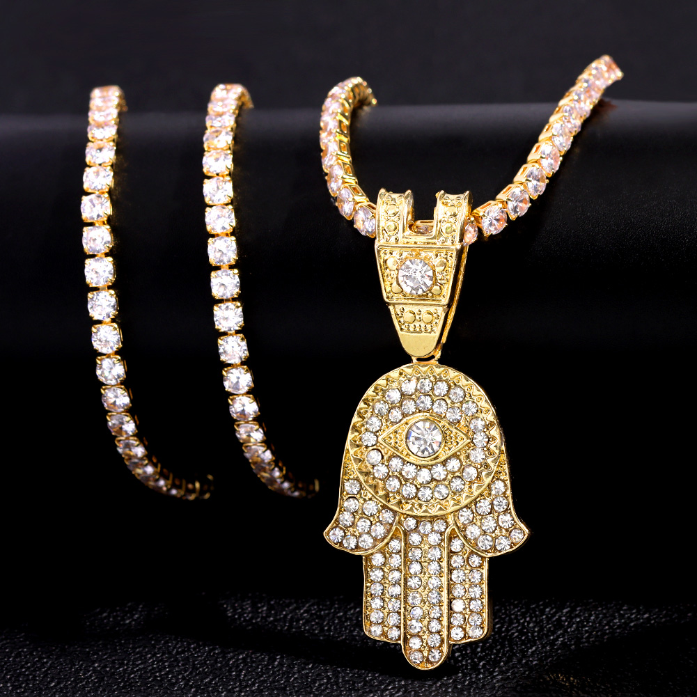 BlingคริสตัลHamsa Hand Evil Ey - Charm Necklace Dainty บทวิจารณ์และราคา