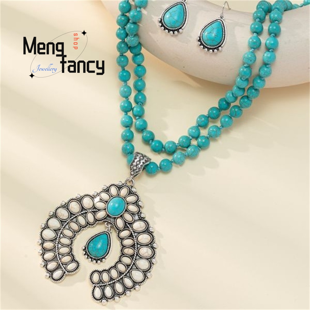 Retro สามชั้นต่างหูดอกไม้,ต่าง - Layered Necklace Set บทวิจารณ์และราคา