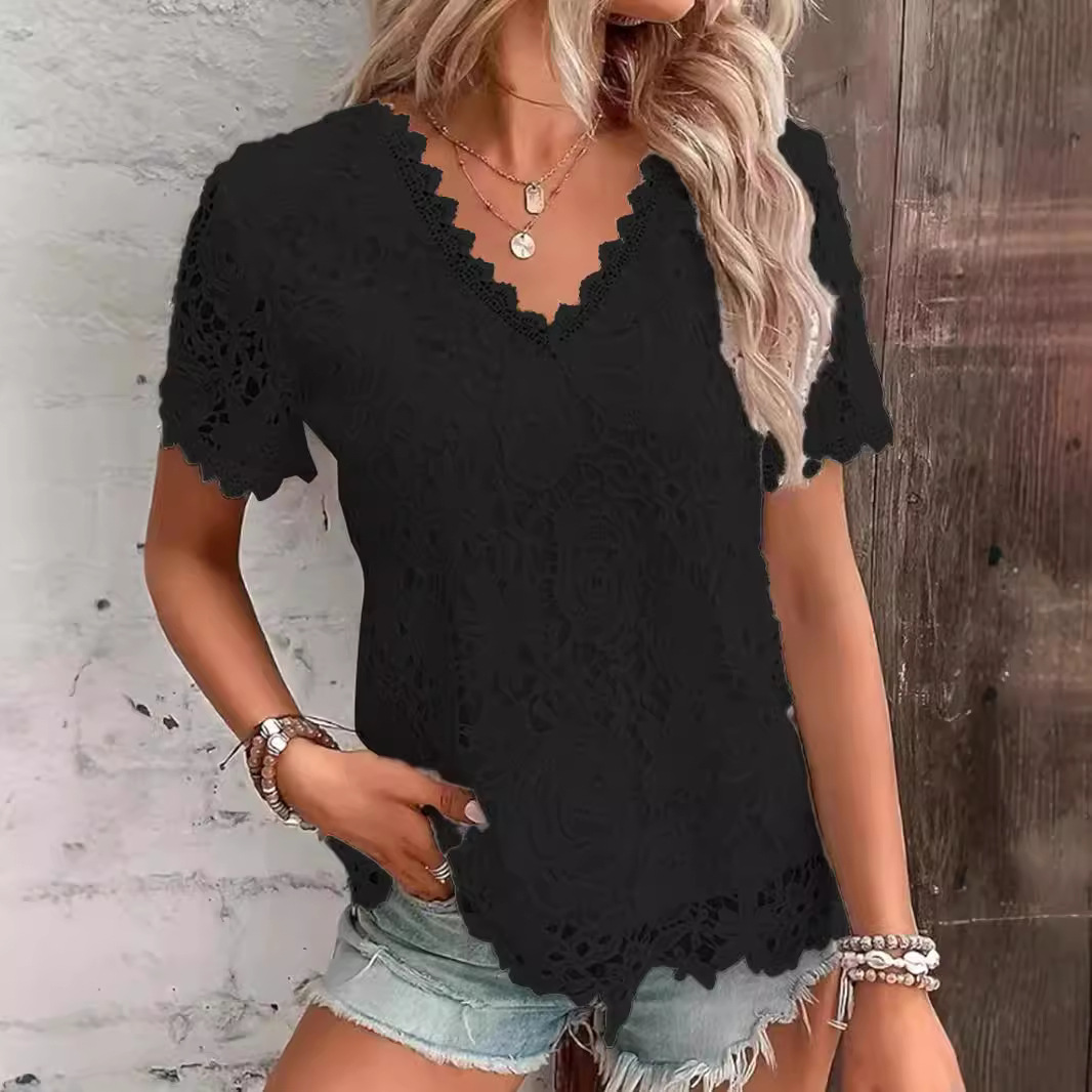 ฤดูร้อนผู้หญิงเสื้อแขนสั้นสีขา - Layered Necklace Set บทวิจารณ์และราคา