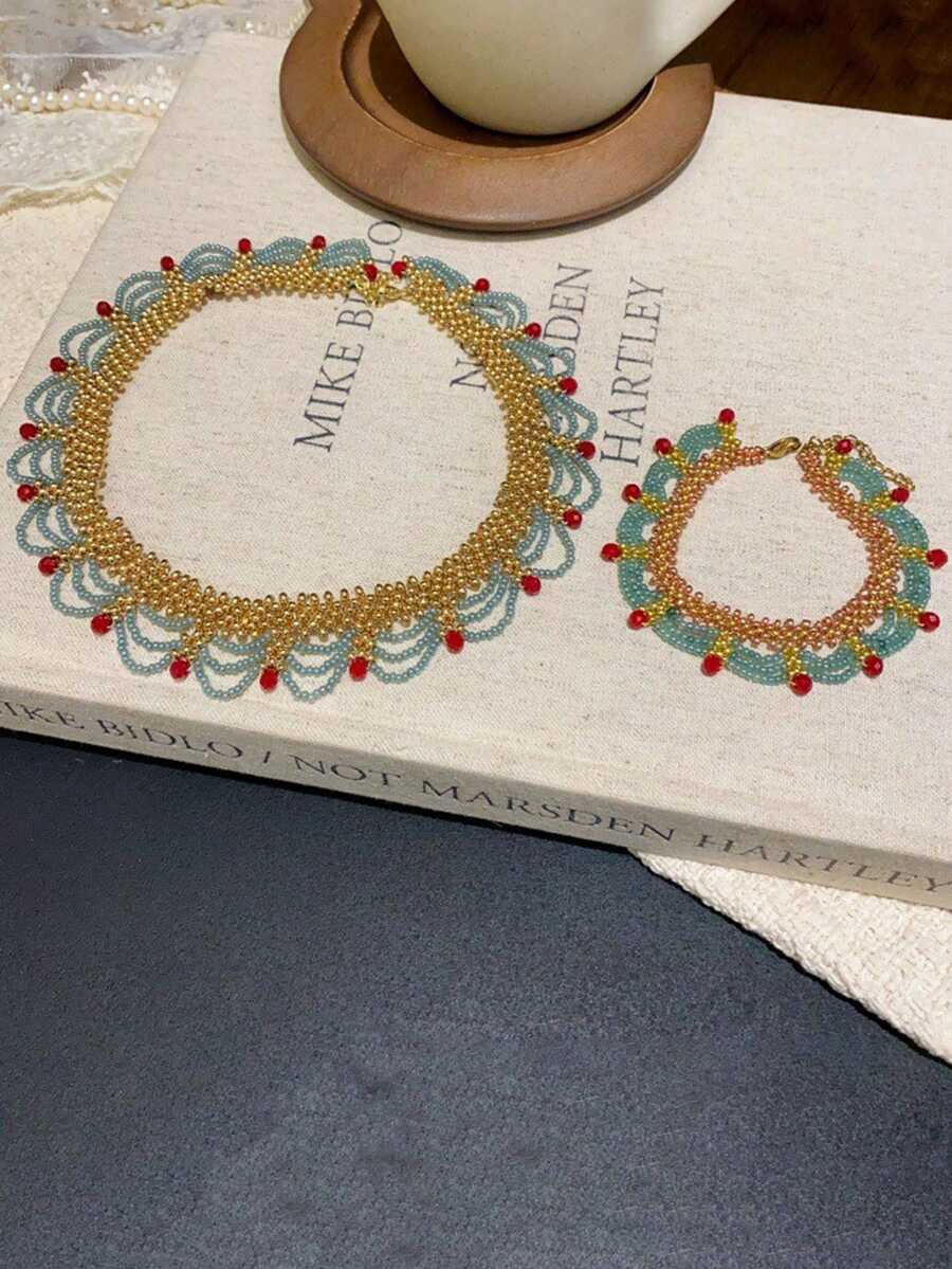 ชุดกำไลข้อมือลูกปัดหลายชั้นทำม - Layered Necklace Set บทวิจารณ์และราคา