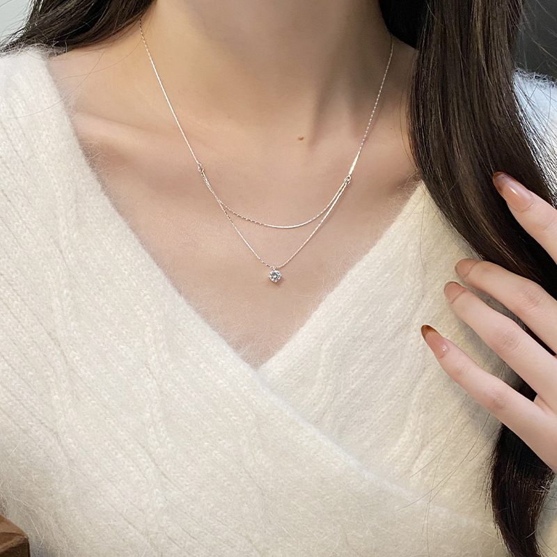 925 เงินสเตอร์ลิง Four Claw Zi - Layered Necklace Set บทวิจารณ์และราคา